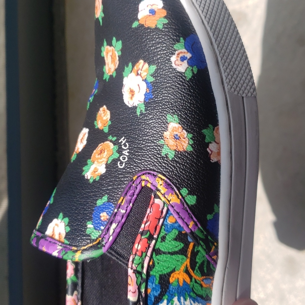 Coach floral leather loafer/slip on